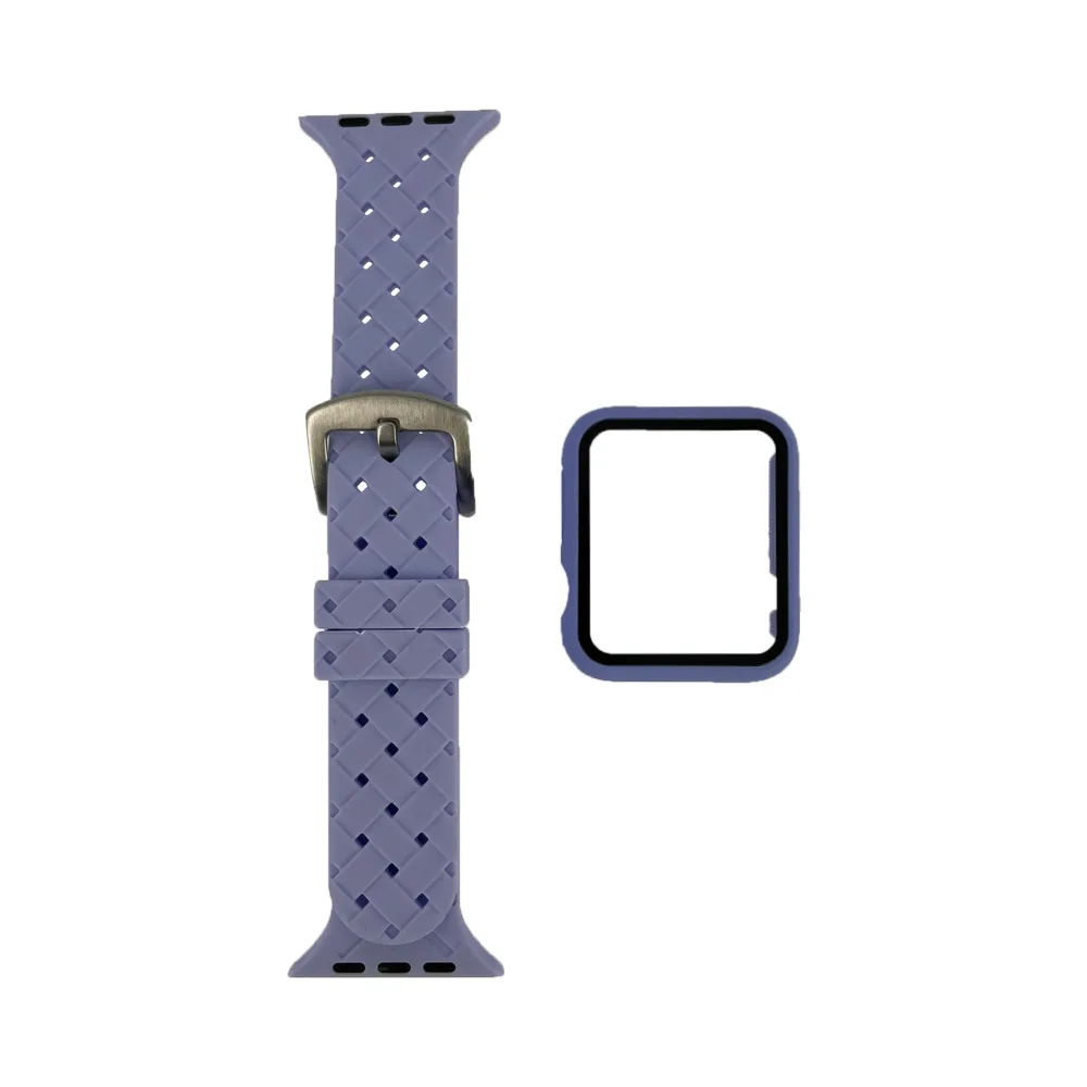 Protection Silicone pour Apple Watch 42mm avec Bracelet Boucle Violet