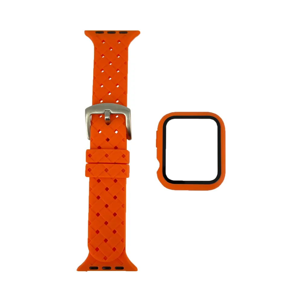 Protection Silicone pour Apple Watch 42mm avec Bracelet Boucle Orange