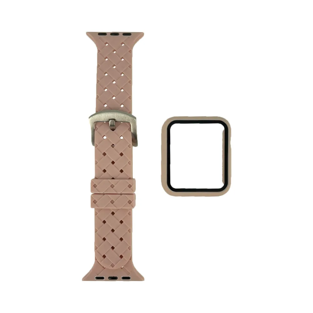 Protection Silicone pour Apple Watch 42mm avec Bracelet Boucle Rose — vue 2
