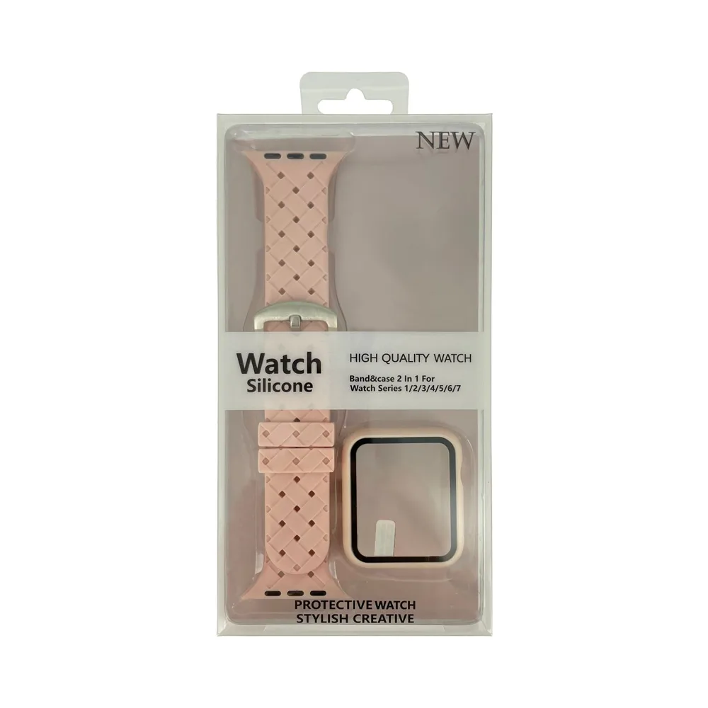 Protection Silicone pour Apple Watch 42mm avec Bracelet Boucle Rose — vue 3