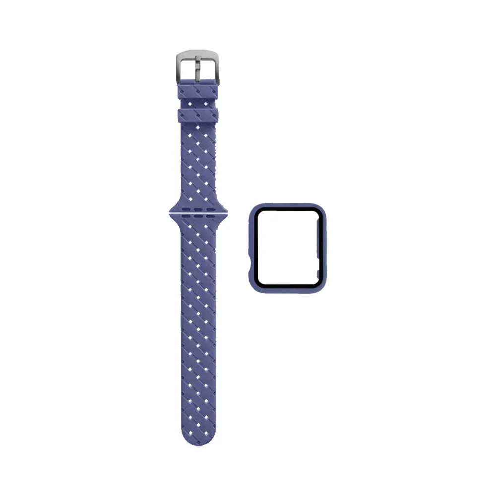 Protection Silicone pour Apple Watch 45mm avec Bracelet Boucle Violet