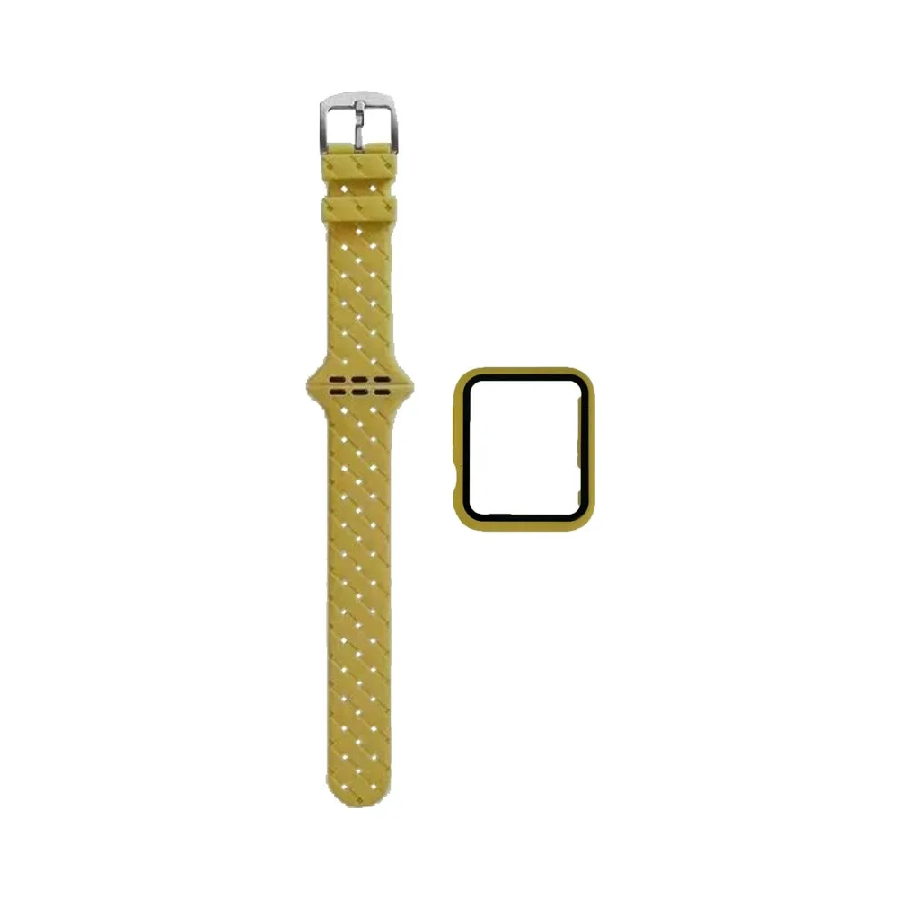 Protection Silicone pour Apple Watch 38mm avec Bracelet Boucle Jaune