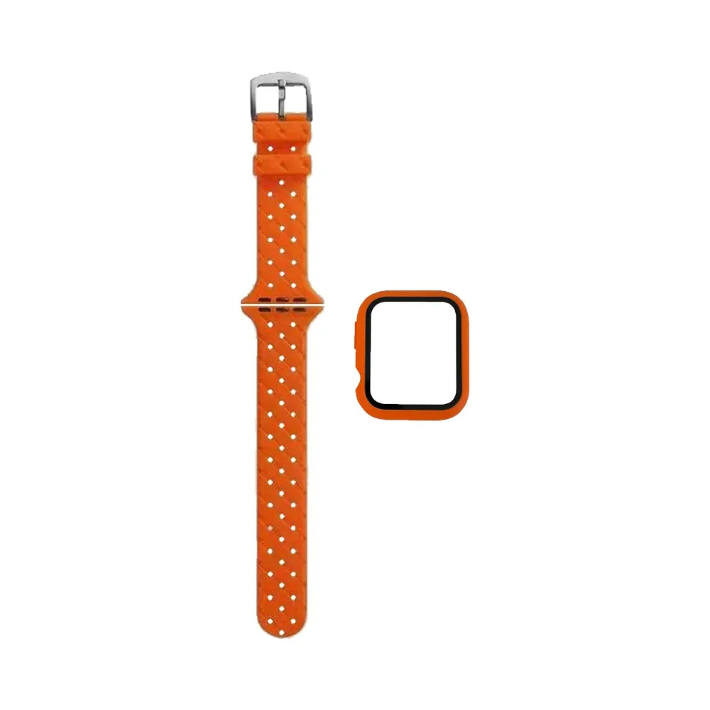 Protection Silicone pour Apple Watch 45mm avec Bracelet Boucle Orange