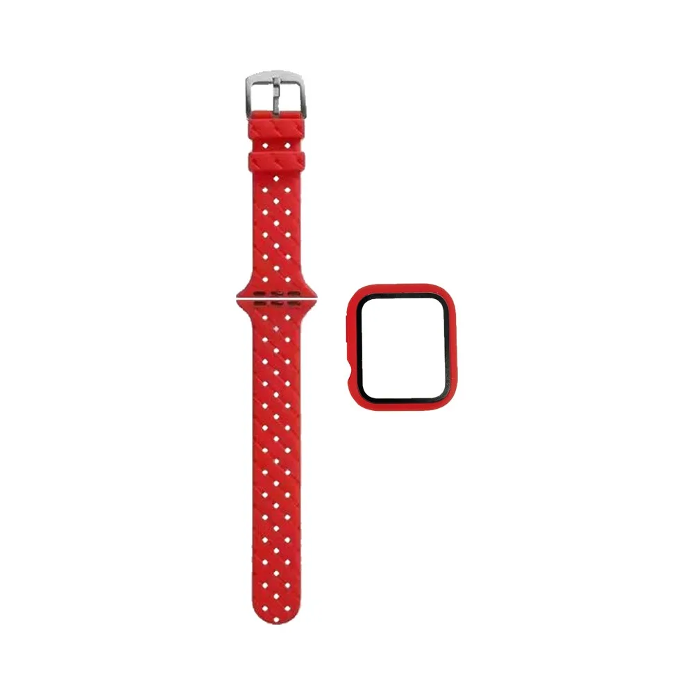 Protection Silicone pour Apple Watch 42mm avec Bracelet Boucle Rouge