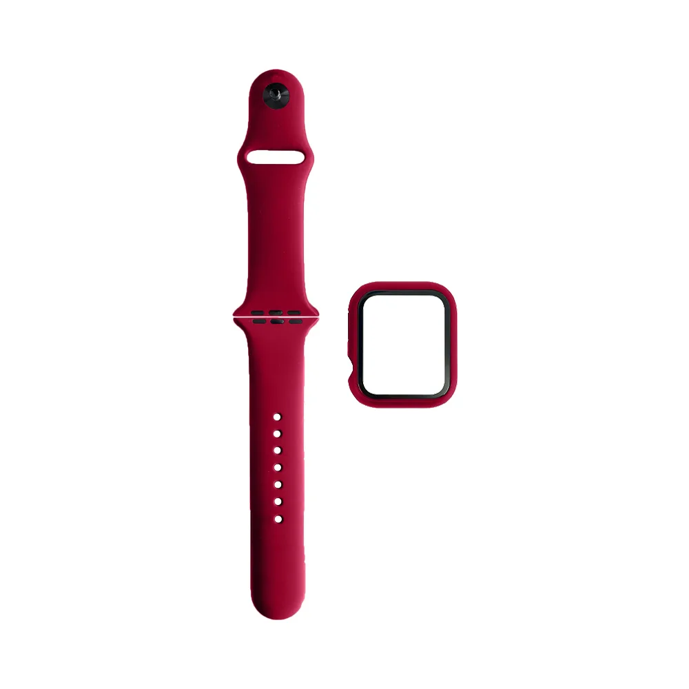 Protection Silicone pour Apple Watch 38mm avec Bracelet Sport Rose Rouge