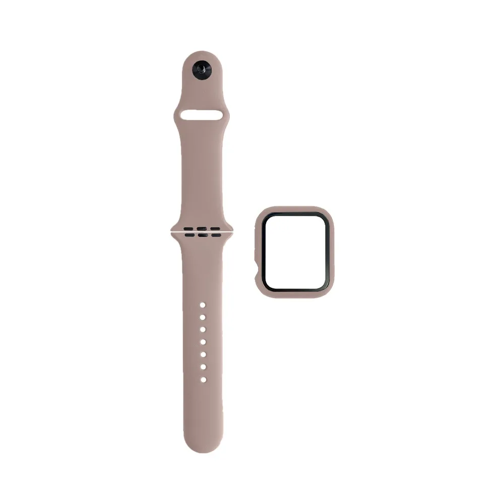 Protection Silicone pour Apple Watch 42mm avec Bracelet Sport Rose Sable