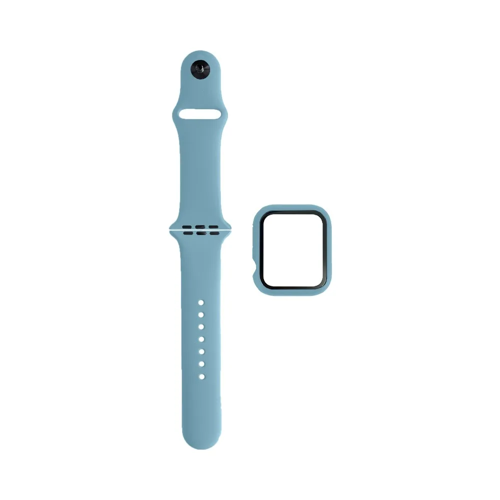 Protection Silicone pour Apple Watch 38 40mm avec Bracelet Sport Bleu Ciel