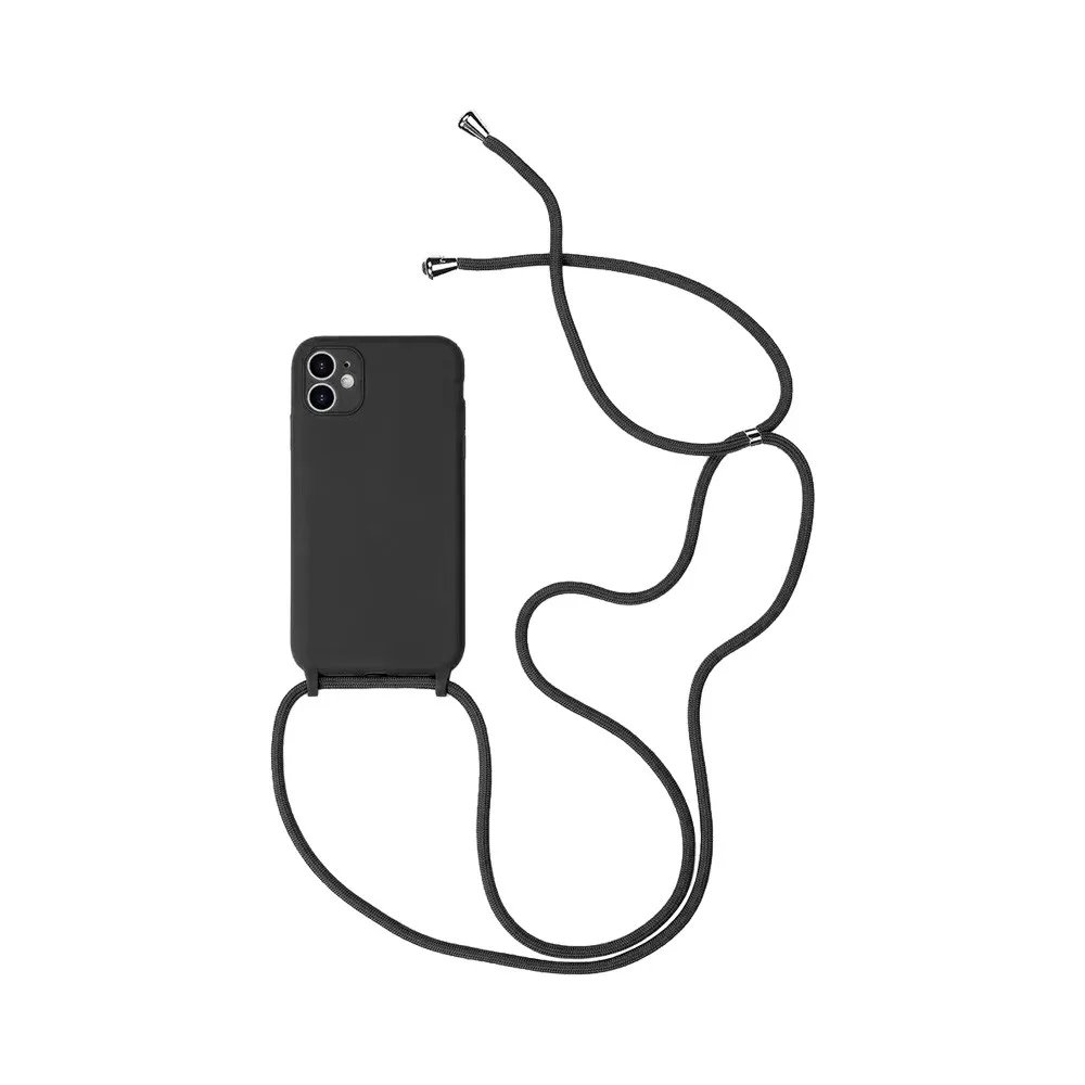 Coque Silicone avec Cordon Apple iPhone 12 Mini Noir