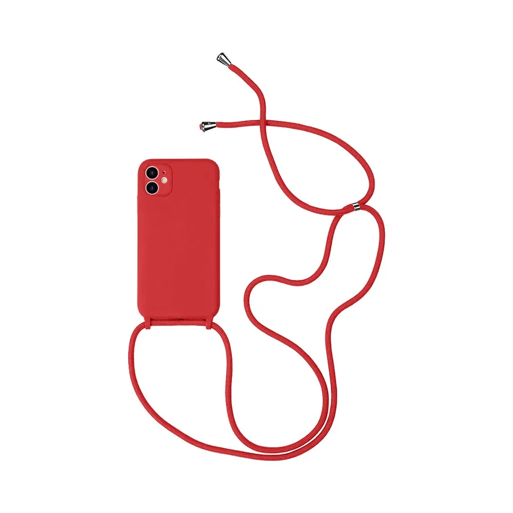 Coque Silicone avec Cordon Apple iPhone 12 Mini Rouge