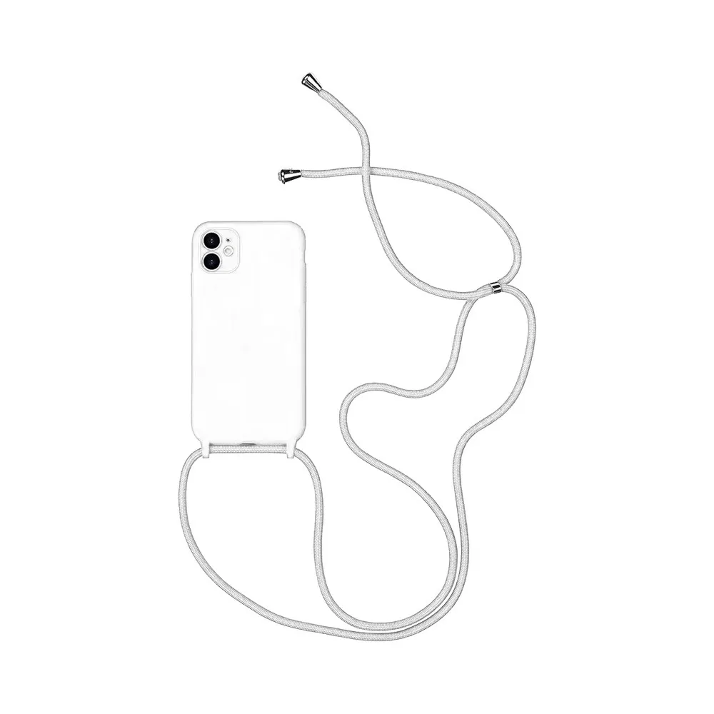 Coque Silicone avec Cordon Apple iPhone 12 Mini Blanc