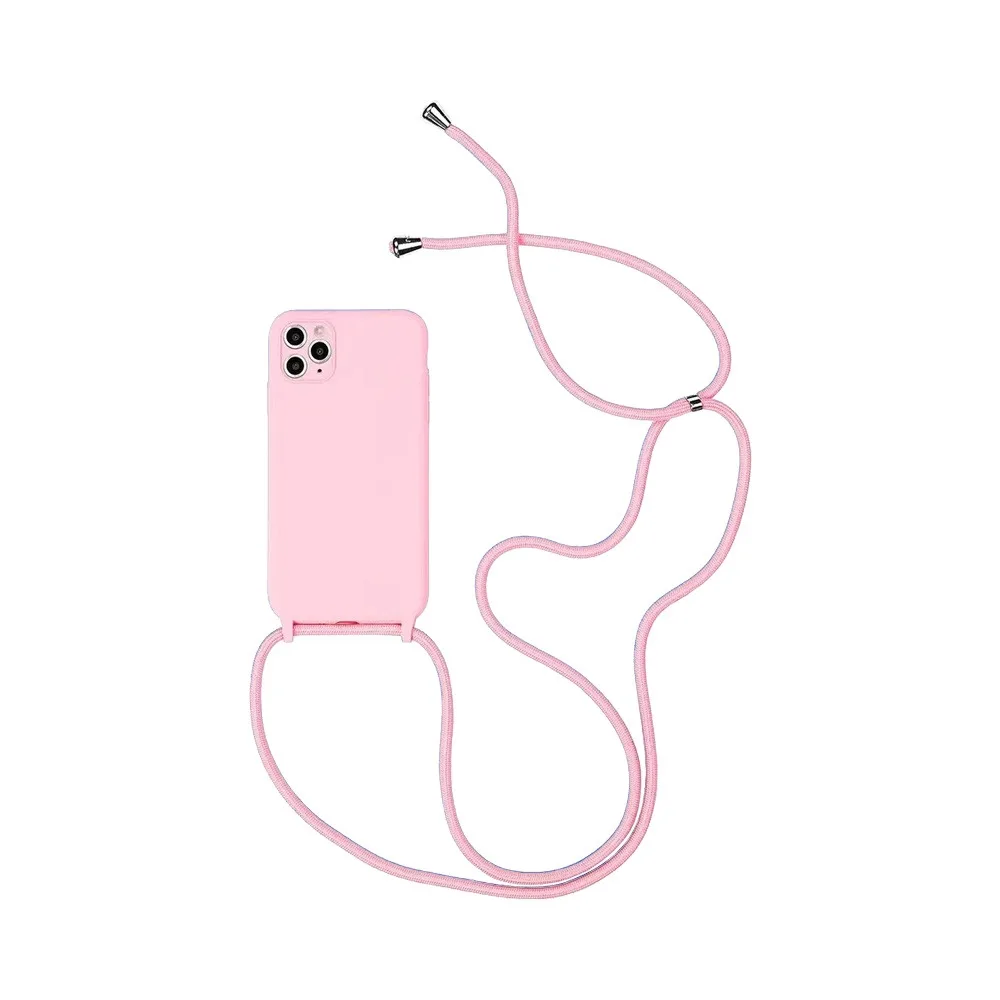 Coque Silicone avec Cordon Apple iPhone 13 Pro Max Rose