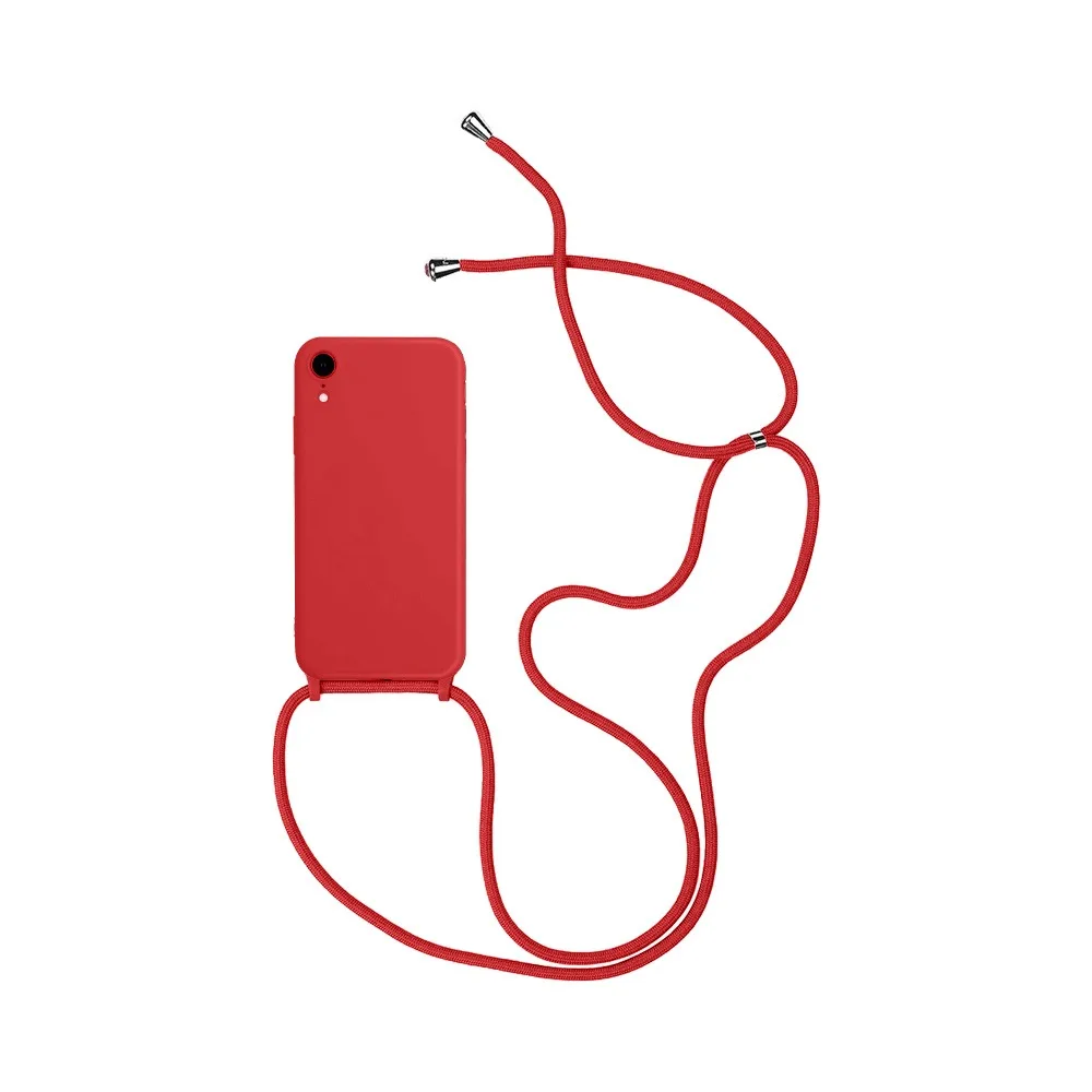 Coque Silicone avec Cordon Apple iPhone XR Rouge