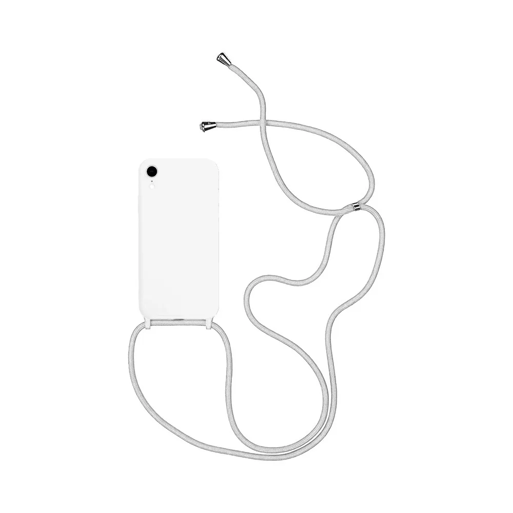 Coque Silicone avec Cordon Apple iPhone XR Blanc