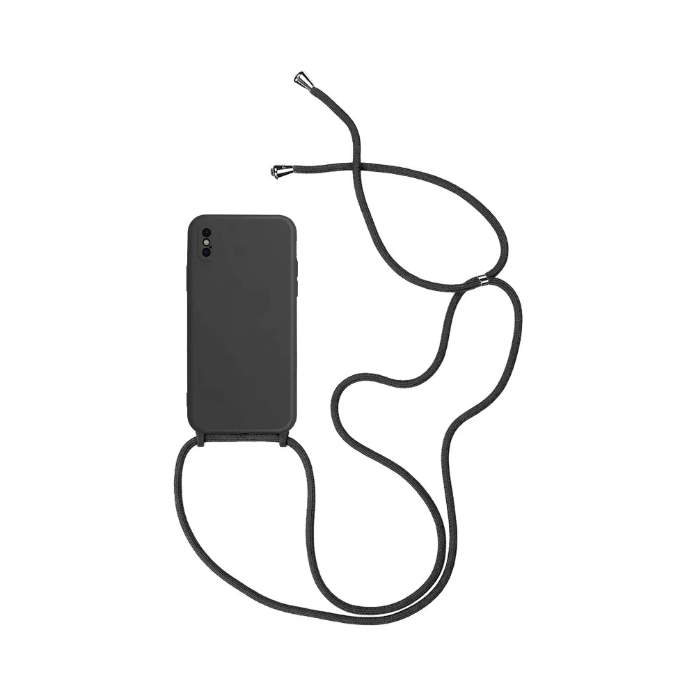 Coque Silicone avec Cordon Apple iPhone X & XS Noir
