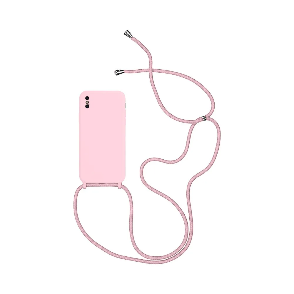 Coque Silicone avec Cordon Apple iPhone X & XS Rose