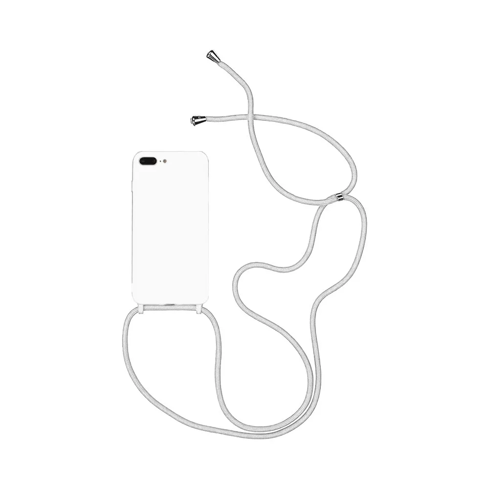 Coque Silicone avec Cordon Apple iPhone 7 Plus & 8 Plus Blanc
