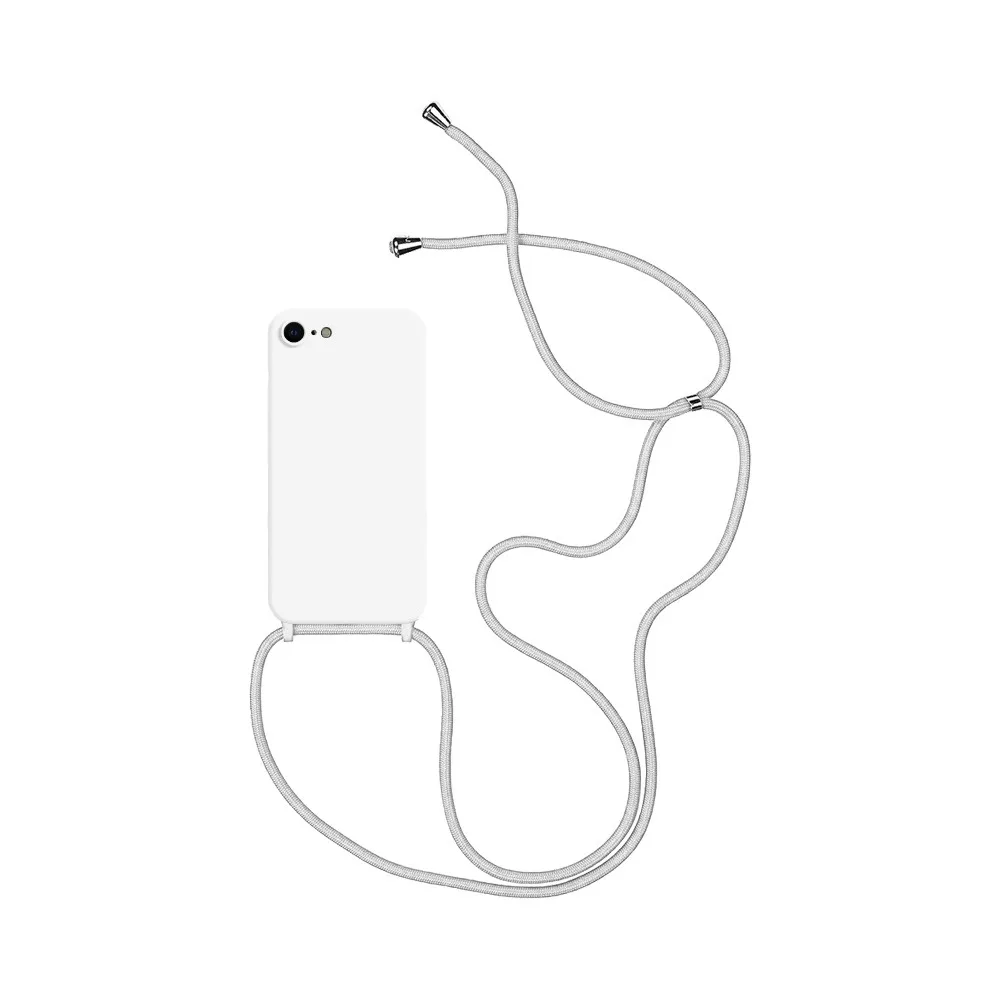 Coque Silicone avec Cordon Apple iPhone 7, 8, SE 2 & SE 3 Blanc