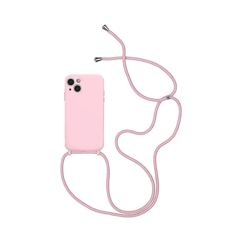 Coque Silicone avec Cordon Apple iPhone 13 Rose