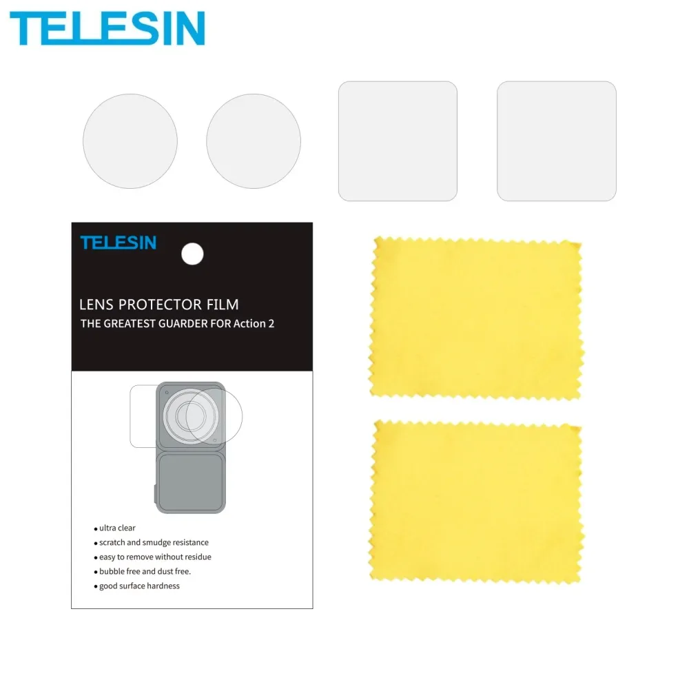 Film de Protection TELESIN pour DJI Action 2 (2x Écran + 2x Lentille) Transparent
