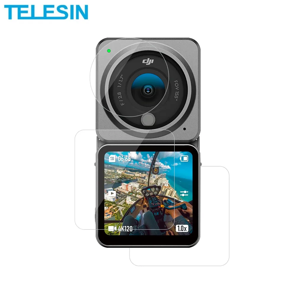 Film de Protection TELESIN pour DJI Action 2 (2x Écran + 2x Lentille) Transparent — vue 2