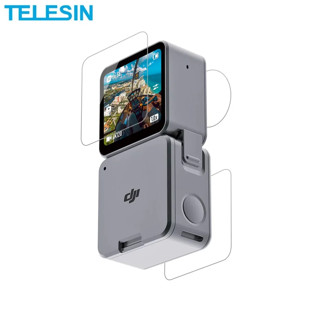Film de Protection TELESIN pour DJI Action 2 Dual-Screen Combo (4x Écran + 2x Lentille) Transparent — vue 2