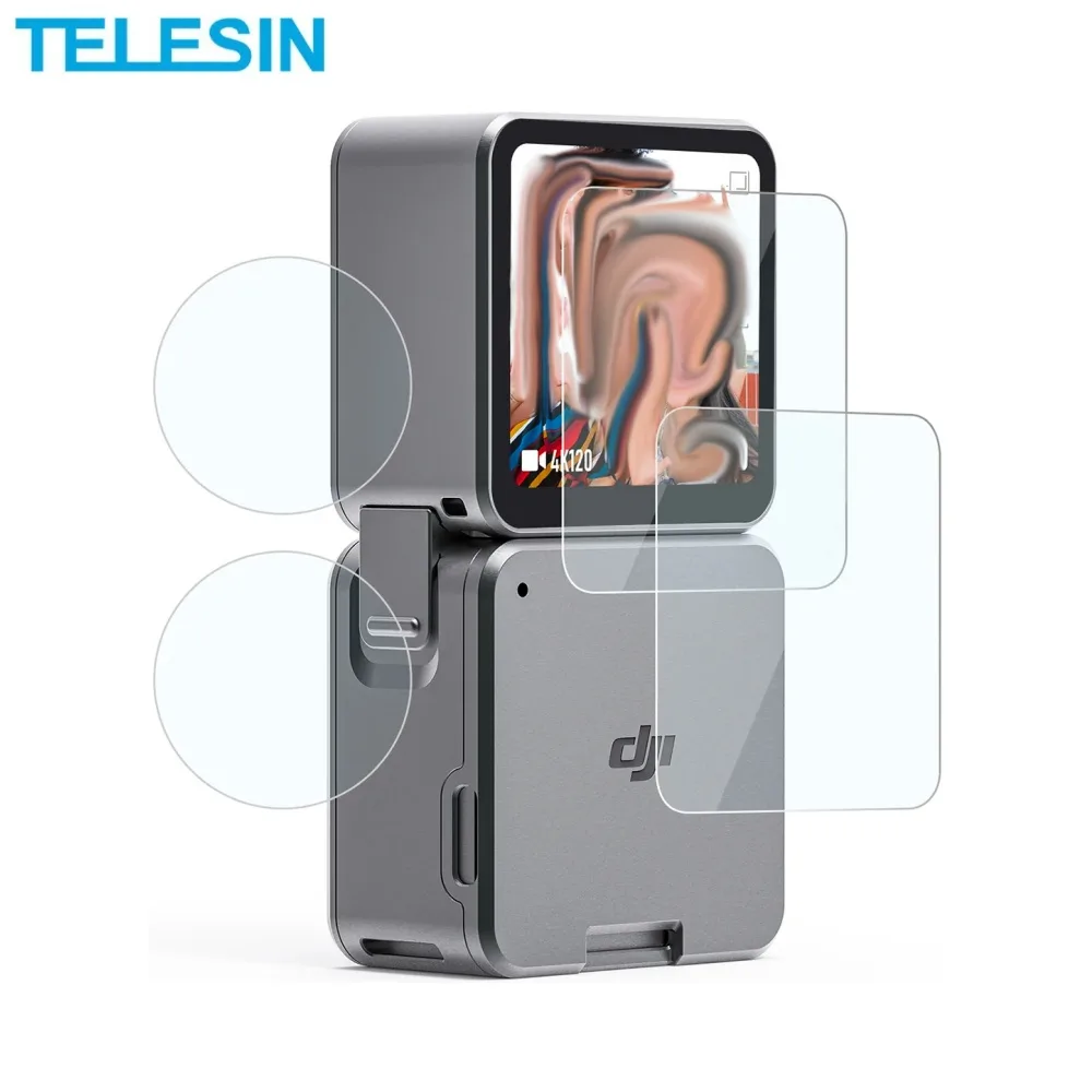 Verre Trempé Classique TELESIN pour DJI Action 2 Dual-Screen Combo (4x Écran + 2x Lentille) Transparent — vue 2