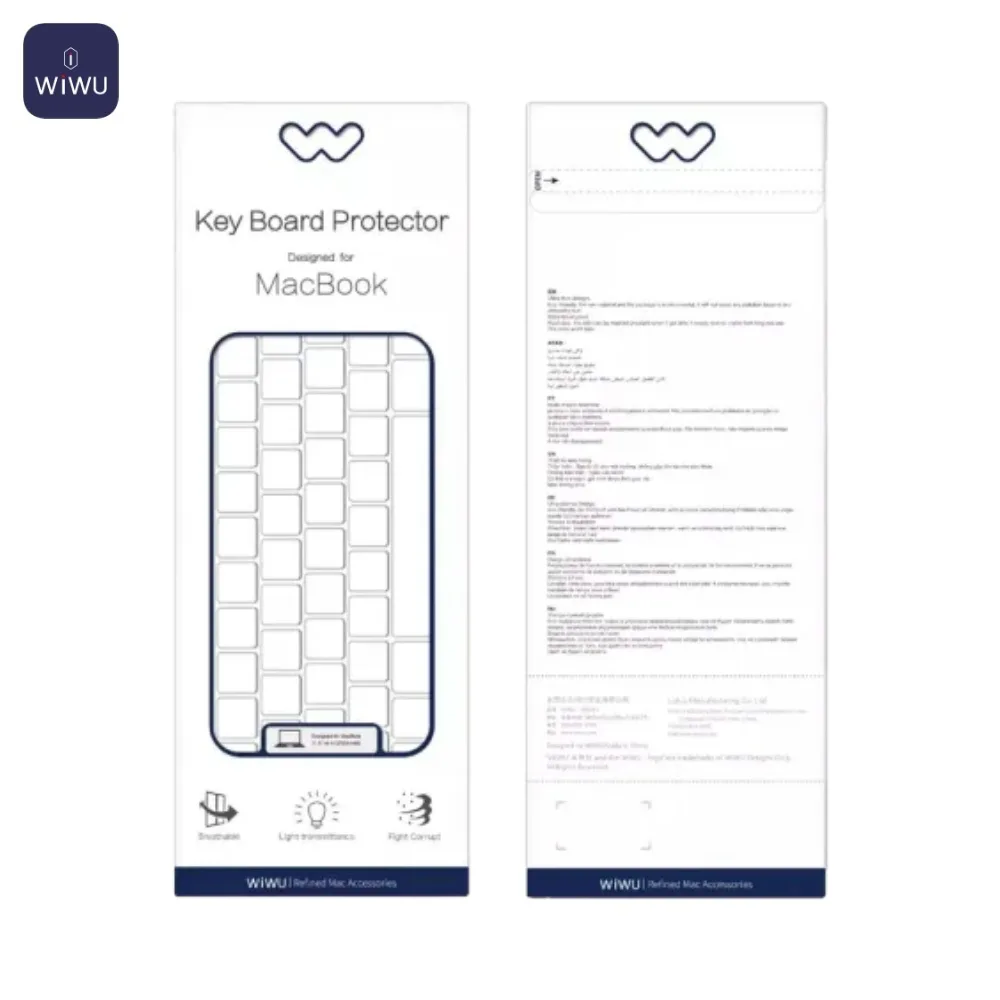 Protection Clavier TPU Wiwu pour MacBook Pro 13" Touch Bar Retina A1706, A1989, A2159 & MacBook Pro 15" Touch Bar Retina A1707, A1990 Transparent