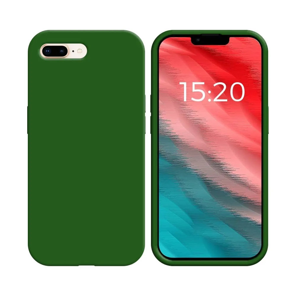 Coque Silicone Compatible pour Apple iPhone 7 Plus & 8 Plus Vert Foncé