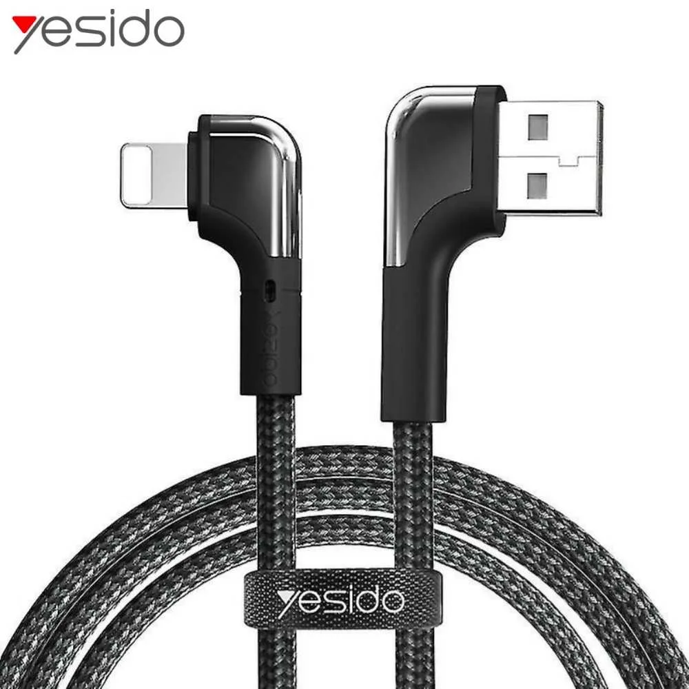 Câble Data USB vers Lightning Yesido CA81 90° (2m) Noir