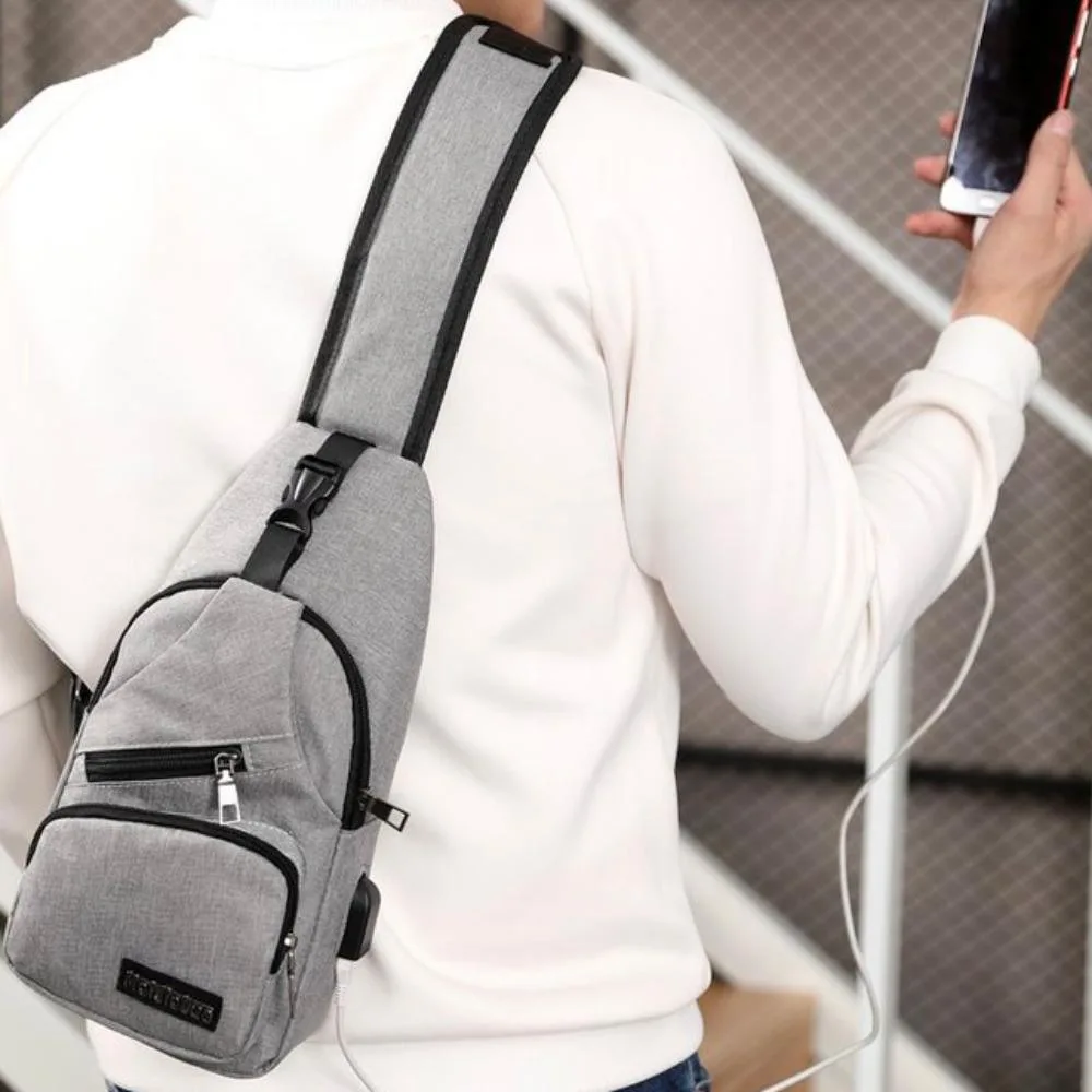 Sac avec Port USB Gris — vue 2
