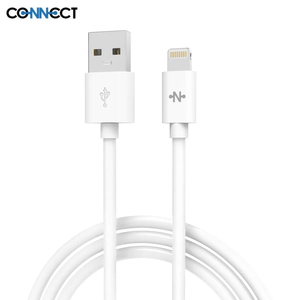 Pack Câble Data USB vers Lightning CONNECT 12W (1m) Bulk x10 Blanc