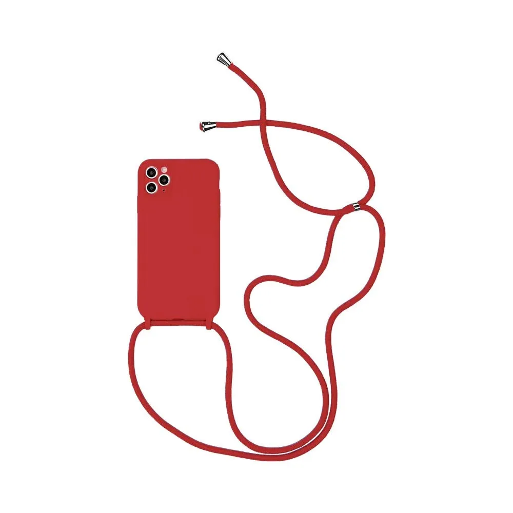 Coque Silicone avec Cordon Apple iPhone 14 Pro Max Rouge