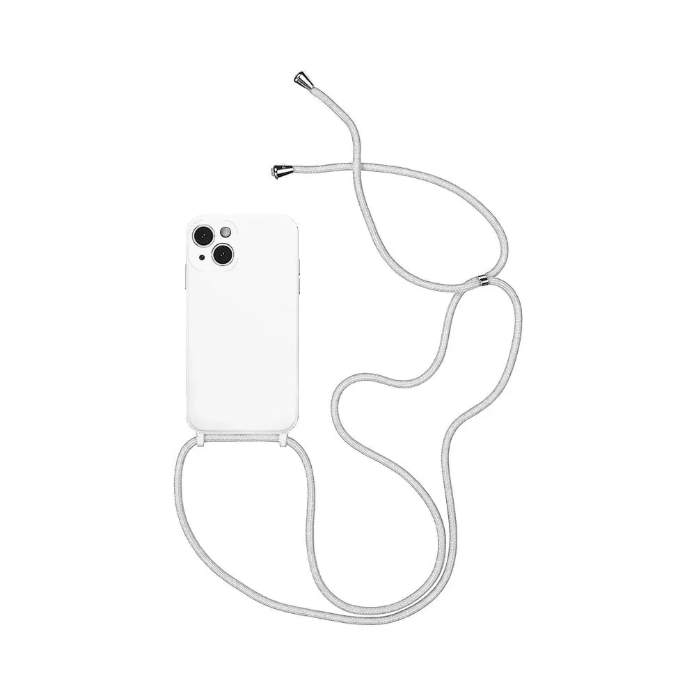 Coque Silicone avec Cordon Apple iPhone 14 Plus Blanc