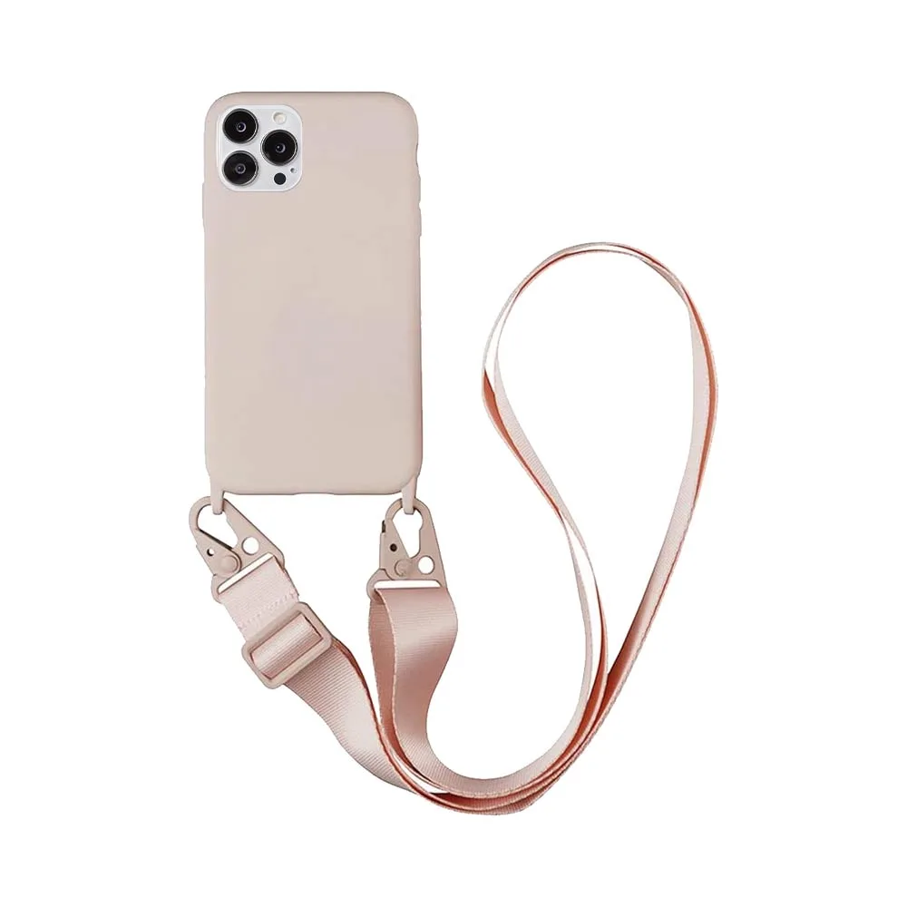 Coque Silicone avec Bandoulière Apple iPhone 15 Pro (#4) Rose Gold