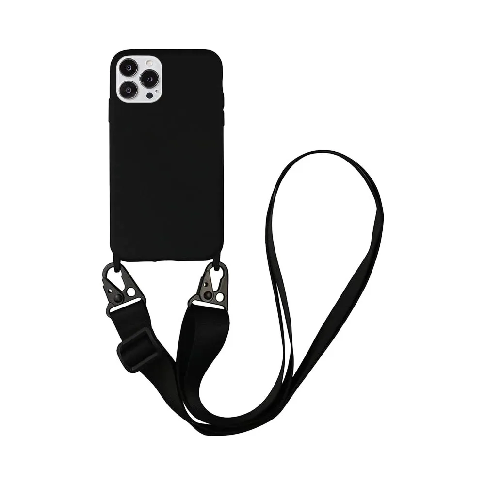 Coque Silicone avec Bandoulière Apple iPhone 14 Pro (#1) Noir