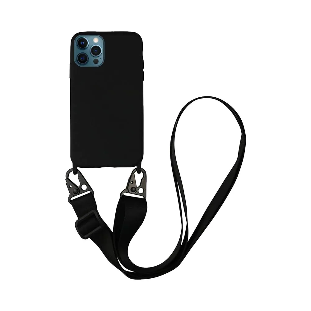 Coque Silicone avec Bandoulière Apple iPhone 12 Pro Max (#1) Noir