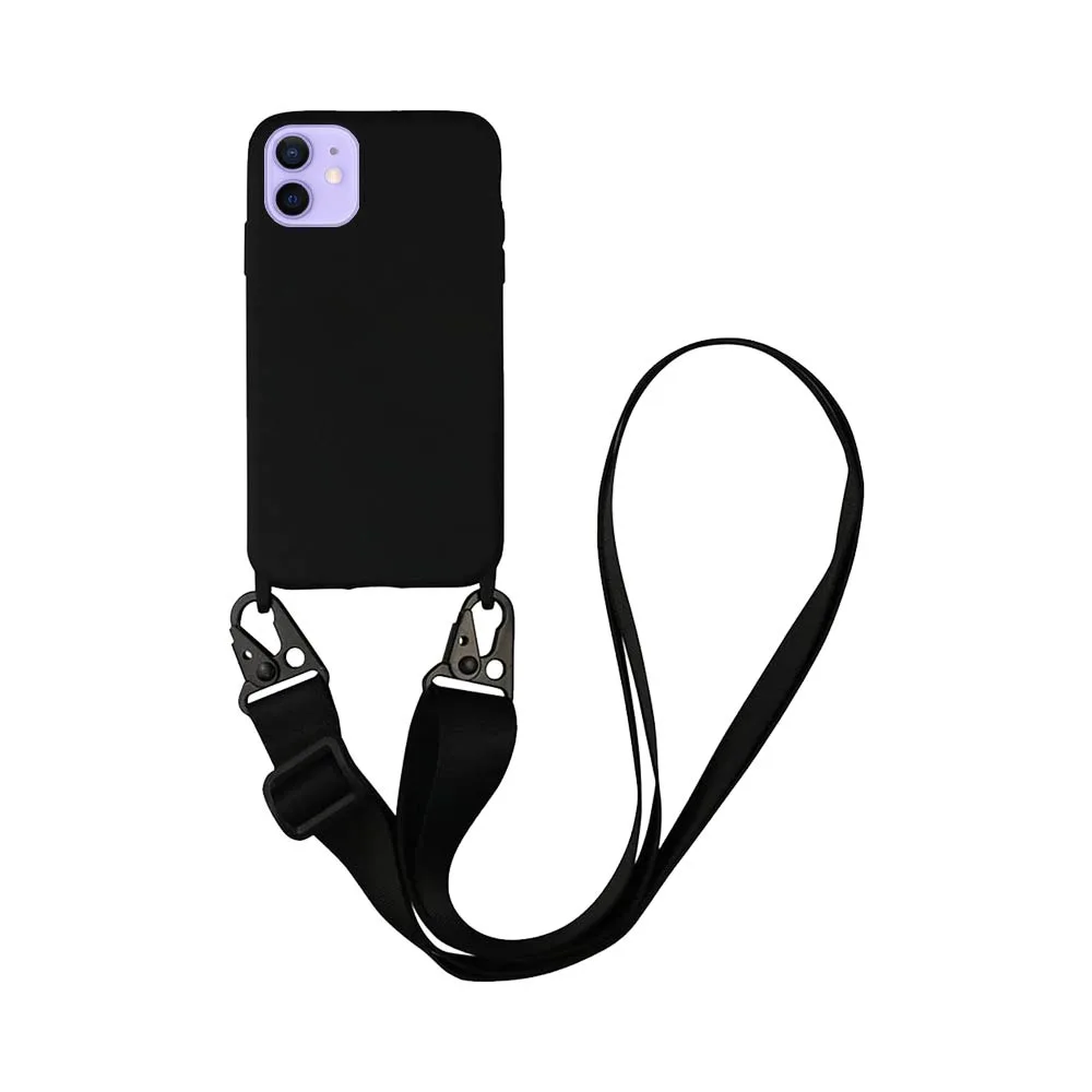 Coque Silicone avec Bandoulière Apple iPhone 12 Mini (#1) Noir