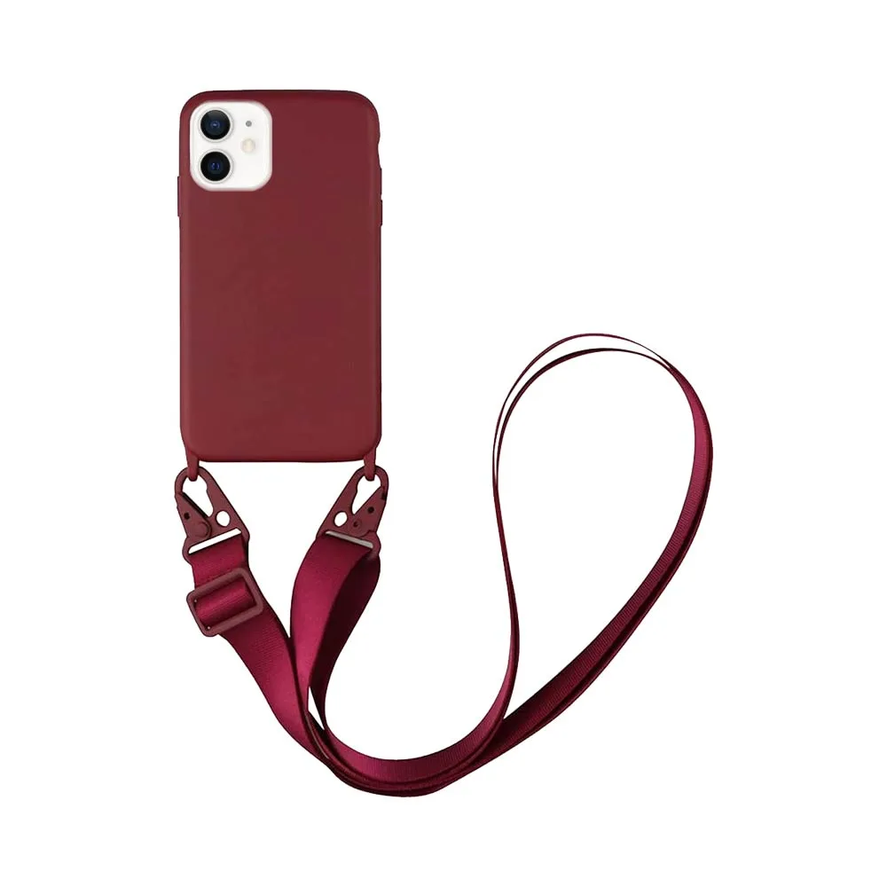 Coque Silicone avec Bandoulière Apple iPhone 12 Mini (#3) Bordeaux