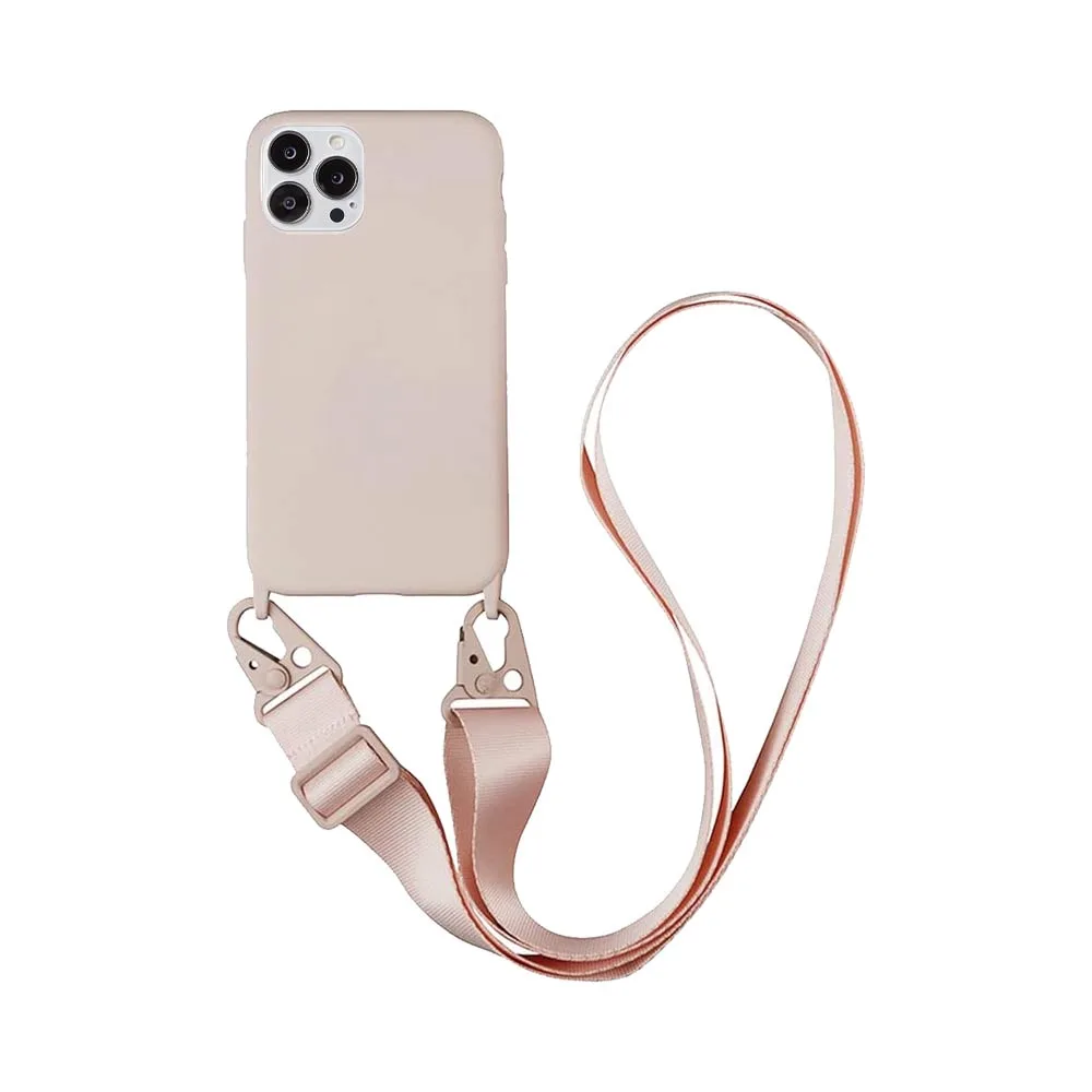 Coque Silicone avec Bandoulière Apple iPhone 14 Pro (#4) Rose Gold