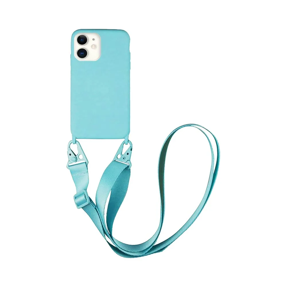 Coque Silicone avec Bandoulière Apple iPhone 11 (#7) Bleu Clair