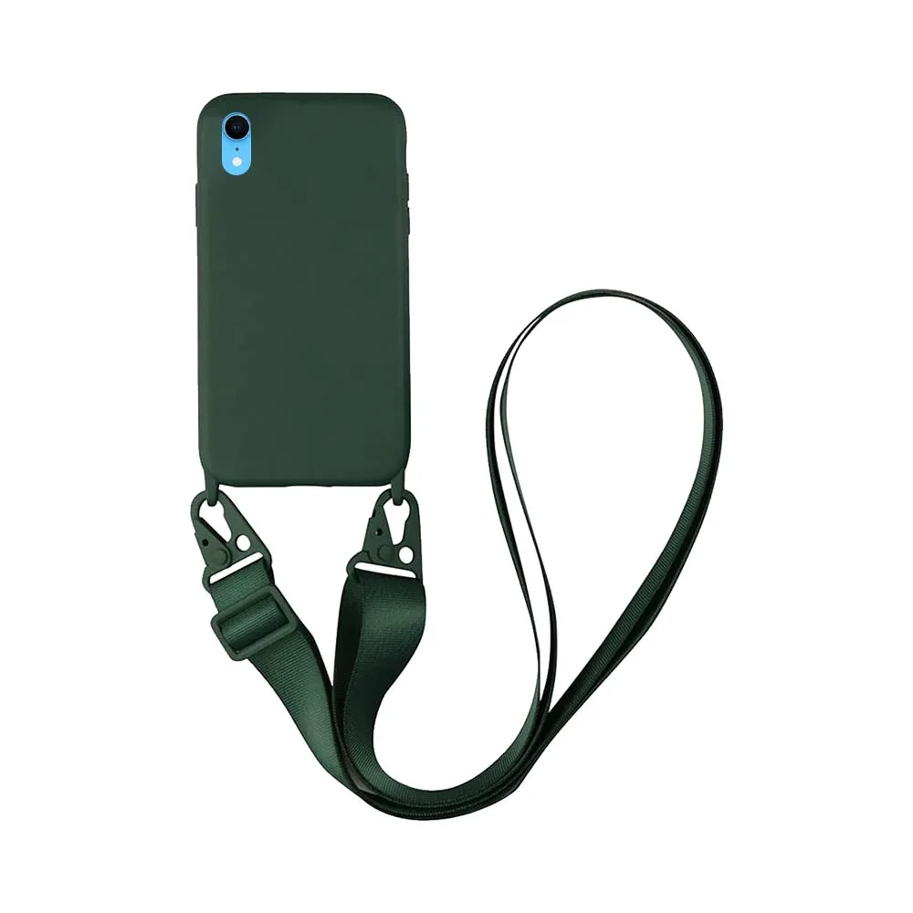 Coque Silicone avec Bandoulière Apple iPhone XR (#9) Vert Foncé