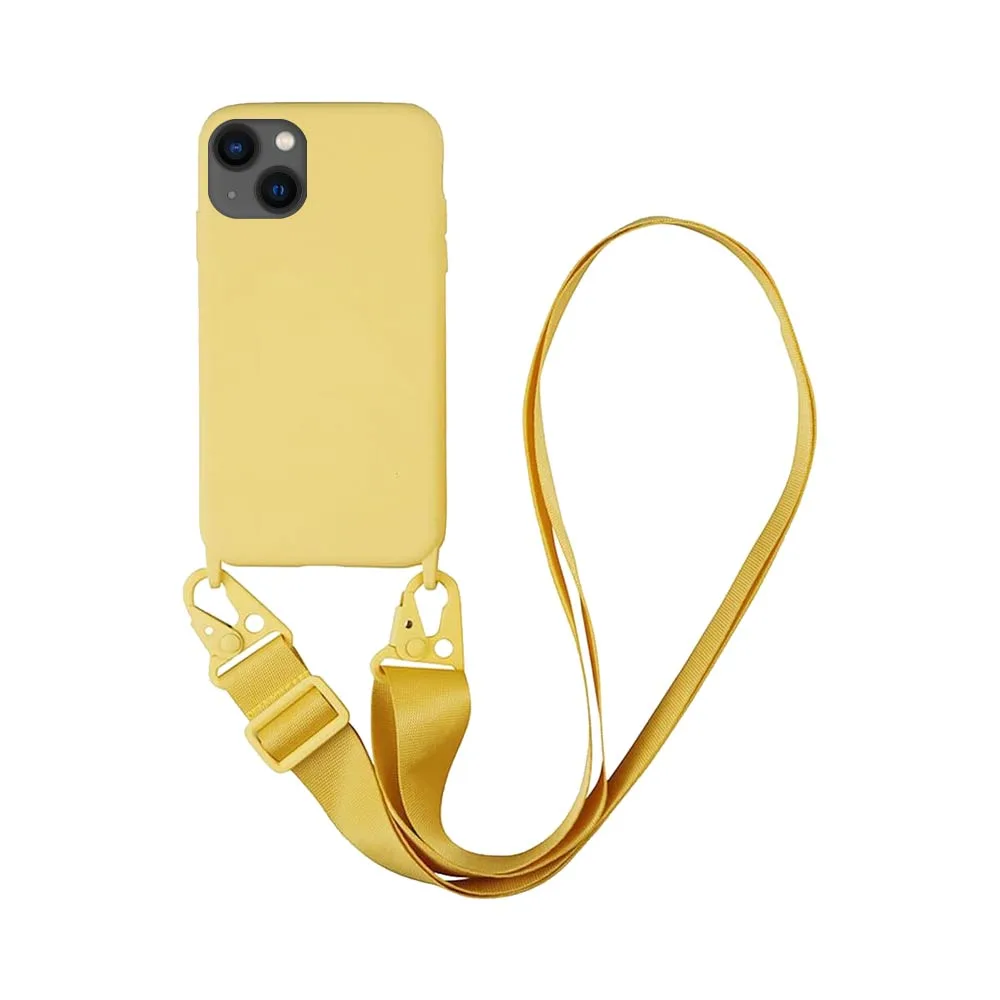 Coque Silicone avec Bandoulière Apple iPhone 15 Plus (#14) Jaune
