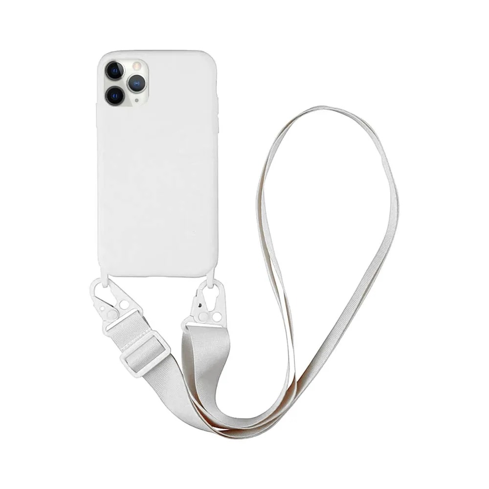 Coque Silicone avec Bandoulière Apple iPhone 11 Pro (#16) Blanc
