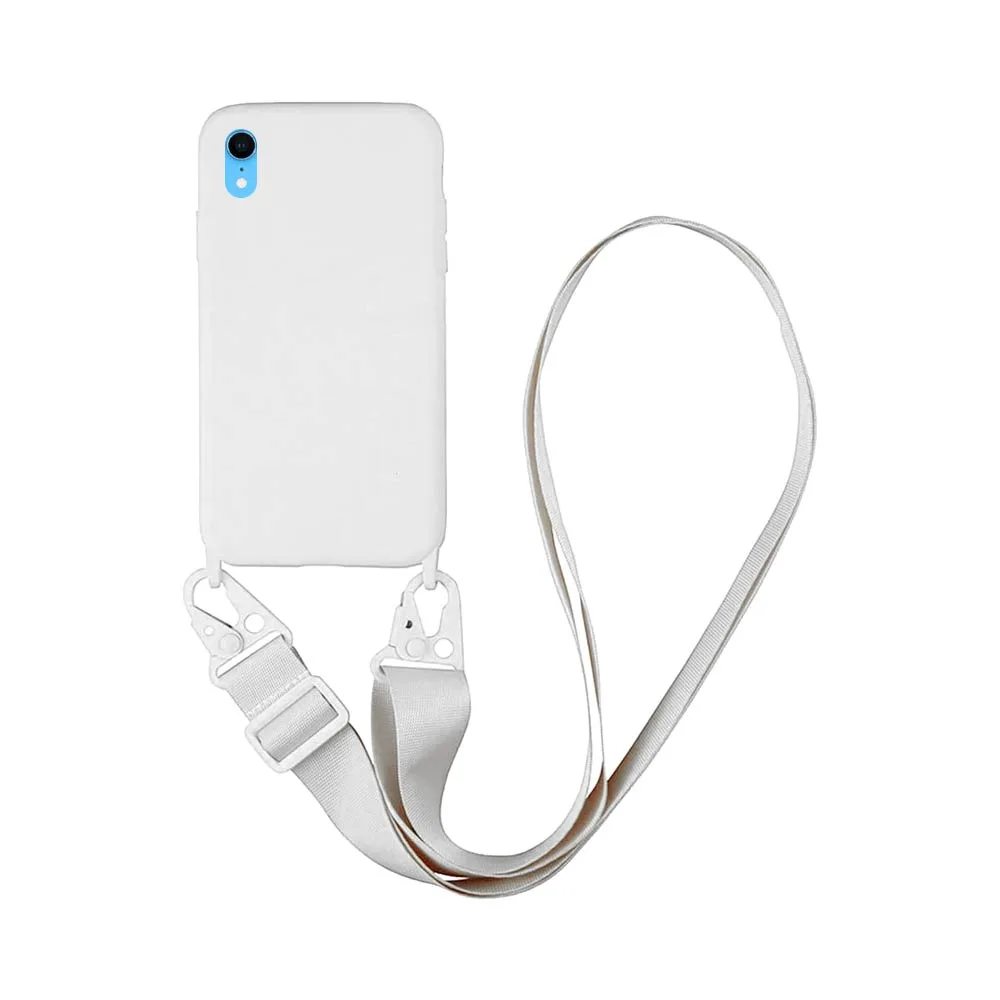 Coque Silicone avec Bandoulière Apple iPhone XR (#16) Blanc