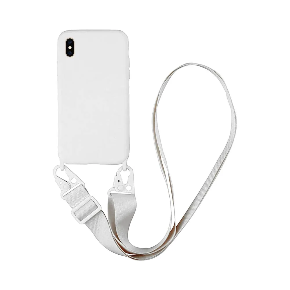 Coque Silicone avec Bandoulière Apple iPhone X/iPhone XS (#16) Blanc