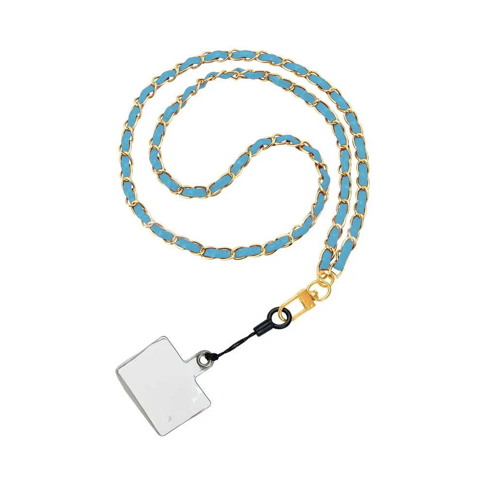 Tour de Cou Universel pour Smartphone en Cuir A12 Bleu Ciel