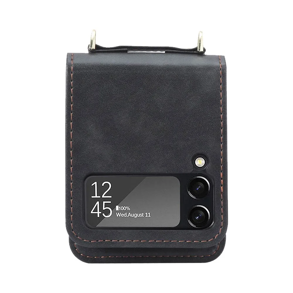 Housse de Protection Samsung Galaxy Z Flip 3 5G F711 avec Lanière Noir — vue 3