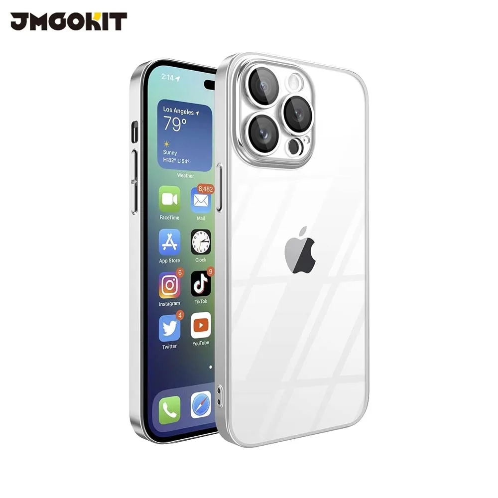 Coque de Protection Crystal Glass JMGOKIT pour Apple iPhone 13 Pro Argent