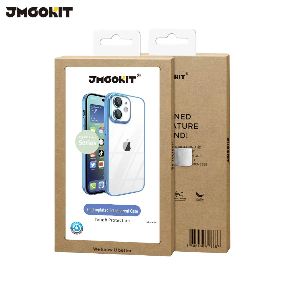 Coque de Protection Crystal Glass JMGOKIT pour Apple iPhone 12 Bleu — vue 2