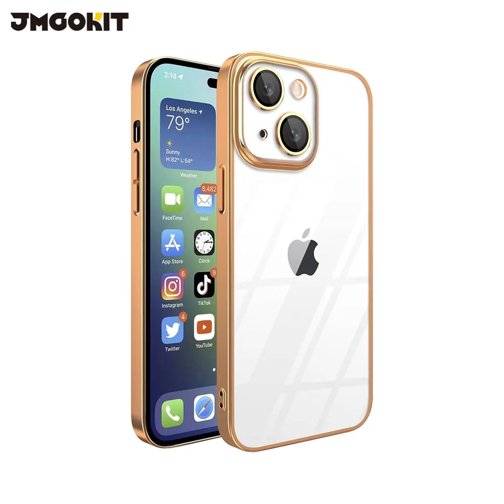 Coque de Protection Crystal Glass JMGOKIT pour Apple iPhone 14 Or